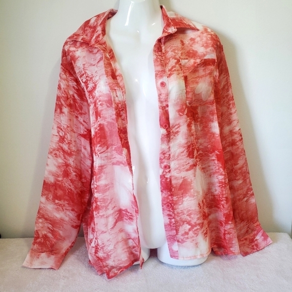 NWT Sheer Button Up Shirt - Picture 8 of 8